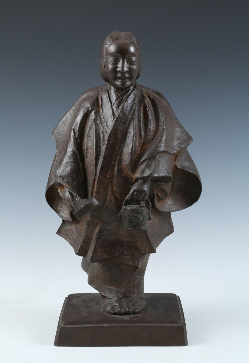 Antique Japanese Noh Dancer Bronze Sculpture Matsukaze Very Rare Tsu