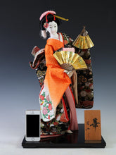 Beautiful Japanese Rare Heian Scroll Kimono and 2 Fans GEISHA Doll