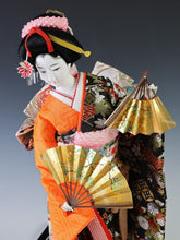 Beautiful Japanese Rare Heian Scroll Kimono and 2 Fans GEISHA Doll