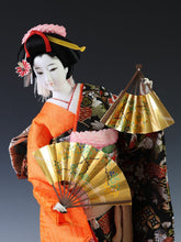 Beautiful Japanese Rare Heian Scroll Kimono and 2 Fans GEISHA Doll
