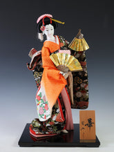 Beautiful Japanese Rare Heian Scroll Kimono and 2 Fans GEISHA Doll
