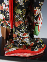 Beautiful Japanese Rare Heian Scroll Kimono and 2 Fans GEISHA Doll