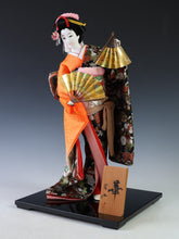 Beautiful Japanese Rare Heian Scroll Kimono and 2 Fans GEISHA Doll