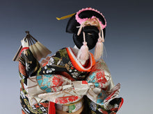 Beautiful Japanese Rare Heian Scroll Kimono and 2 Fans GEISHA Doll