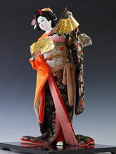 Beautiful Japanese Rare Heian Scroll Kimono and 2 Fans GEISHA Doll