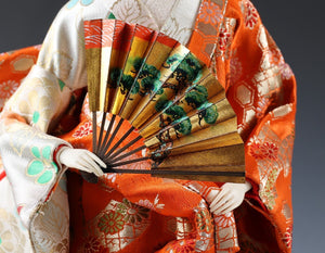 Japanese Vintage Geisha Doll -Traditional Fan- Oyama Doll 扇