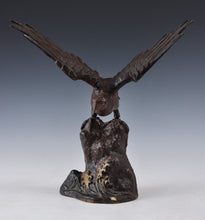 Japanese Old Vintage Bronze Small Hawk -Room Guardian Sculpture- Takaoka Product