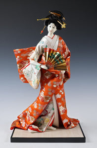 Japanese Vintage Geisha Doll -Traditional Fan- Oyama Doll 扇