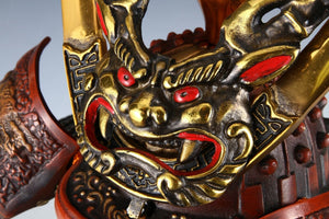 Japanese Samurai Kabuto Helmet -big dragon with a mask- Massive Red Tsushima