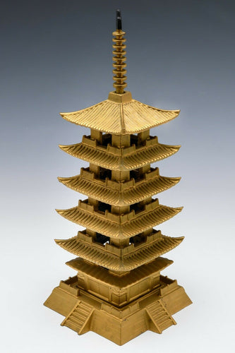 Japanese Vintage Metal Figure Five Story Small Pagoda 五重塔 Tsushima