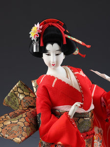 Japanese Beautiful Geisha Doll -Classic Fan- 扇 56cm Large Size