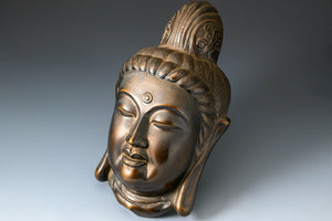 Old Vintage Beautiful Japanese Buddhism Bronze Mask -Kannon- 観音Tsushima