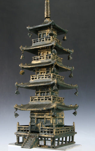 Authentic Japanese Old Vintage Iron Figure FIVE STORY PAGODA 五重塔 Tushima Showa