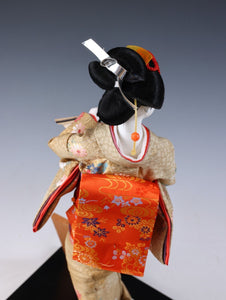 Vintage Classic Style Japanese Traditional Fan Geisha Doll -Oyama Doll- 舞扇