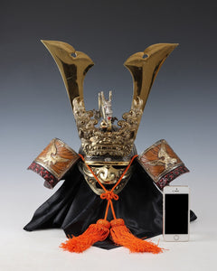 Japanese Samurai Helmet -Dragon and Hawk Deco Kabuto with a mask-