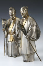 Very Rare Product Japanese Noh White Copper Figure Great Takasago Couple