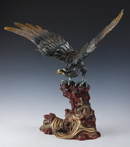 Largest Japanese Iron Hawk -Room Guardian Sculpture- Great Takaoka Product