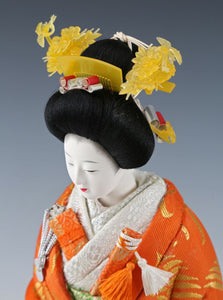 Japanese Vintage Beautiful Geisha Kimekomi Doll -The Traditional Wedding-