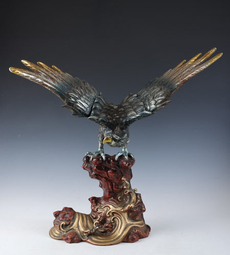 Largest Japanese Iron Hawk -Room Guardian Sculpture- Great Takaoka Product