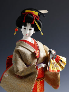 Vintage Classic Style Japanese Traditional Fan Geisha Doll -Oyama Doll- 舞扇