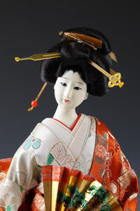 Japanese Vintage Geisha Doll -Traditional Fan- Oyama Doll 扇