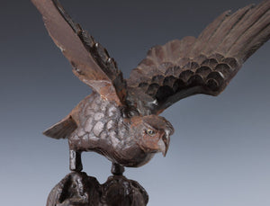 Japanese Old Vintage Bronze Small Hawk -Room Guardian Sculpture- Takaoka Product