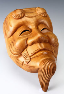 Beautiful Japanese Hinoki Wooden NOH MASK -Okina- 翁面