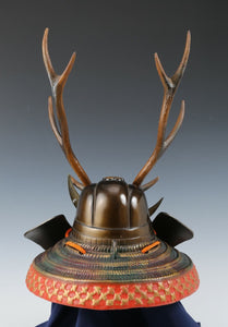 Old Vintage Samurai Helmet -Shikanosuke kabuto with a mask- Very Rare Tsushima