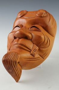 Beautiful Japanese Hinoki Wooden NOH MASK -Okina- 翁面