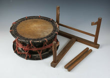 Old Vintage Japanese Traditional Drum Taiko with a stand -Traditional War Drums-