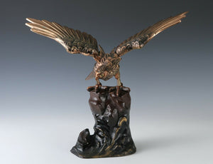 Japanese Iron Hawk -Room Guardian Sculpture- Great Takaoka Product Tsushima