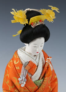 Japanese Vintage Beautiful Geisha Kimekomi Doll -The Traditional Wedding-