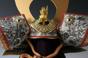 Great Vintage Large Massive Samurai Helmet -White Dragon- Kamakura Tsushima