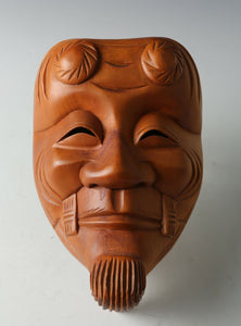 Beautiful Japanese Hinoki Wooden NOH MASK -Okina- 翁面