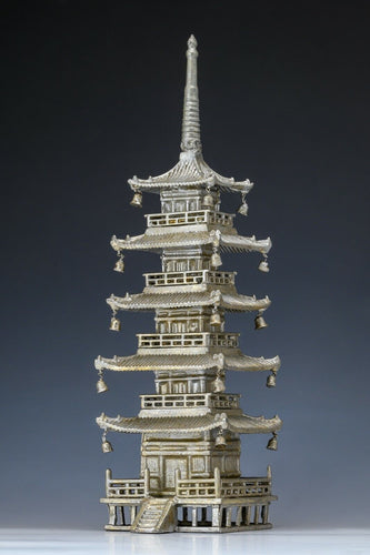 Japanese Vintage Metal Figure Five Story Small Pagoda 五重塔 Tushima