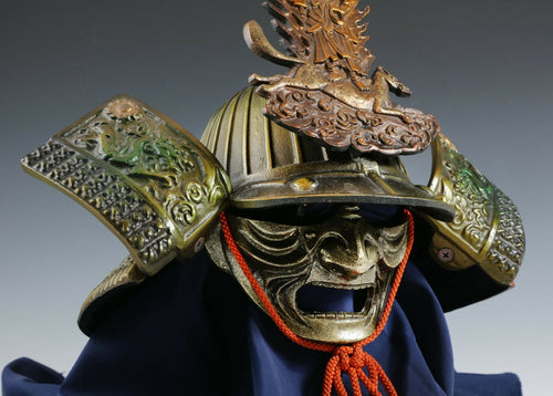 Samurai Beautiful Vintage Helmet -Izuna Gongen Kabuto with a Mask- Super Rare