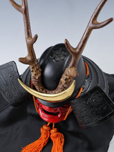 Black Power Japanese Samurai Helmet Middle Size -Shikanosuke Kabuto with a Mask-
