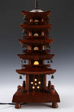 Japanese Vintage Wooden Figure FIVE STORY PAGODA Lamp 五重塔 Tsushima