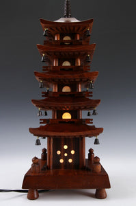 Japanese Vintage Wooden Figure FIVE STORY PAGODA Lamp 五重塔 Tsushima