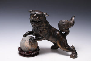 Japanese Legendary Leo Massive Bronze Figure Good Atmosphere Komainu