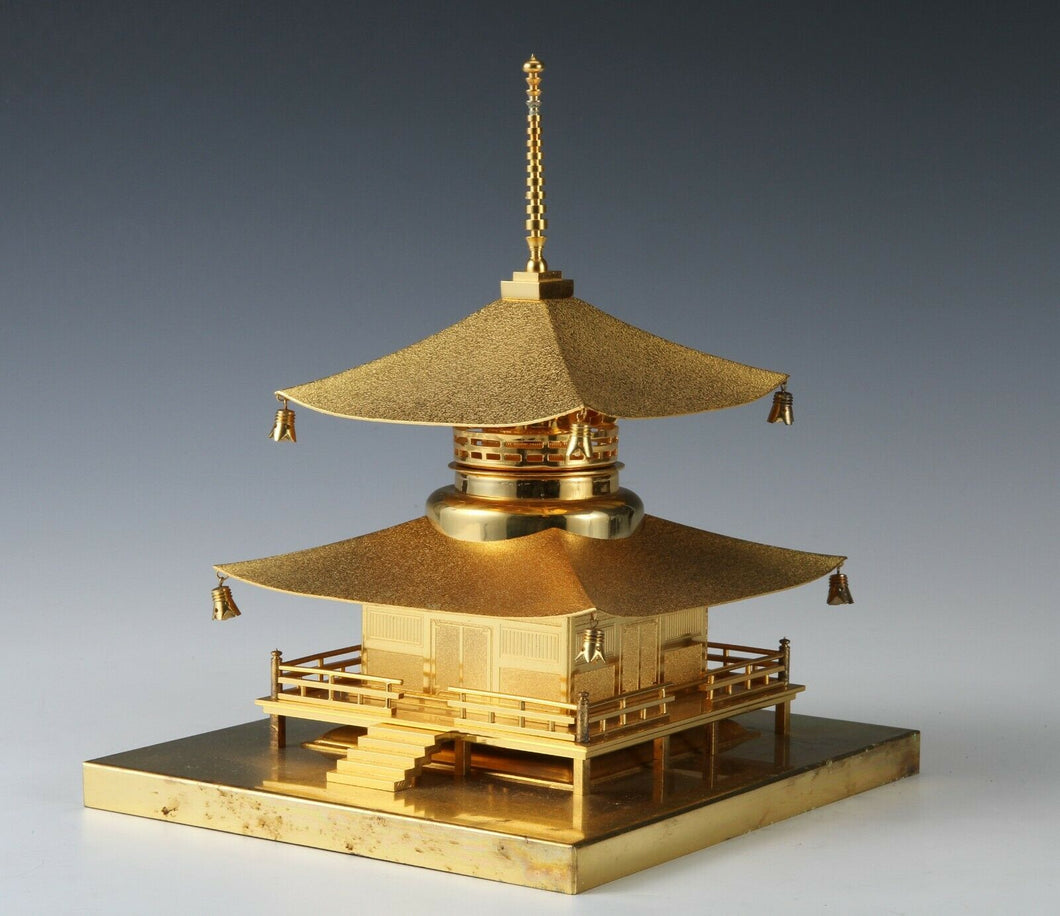 Beautiful Japanese Vintage Iron and Brass Figure -Buddhism Temple-