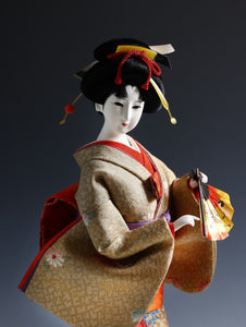 Vintage Classic Style Japanese Traditional Fan Geisha Doll -Oyama Doll- 舞扇