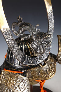 Japanese Stunning Silver Samurai Helmet -Genji Dragon Kabuto- Tsushima