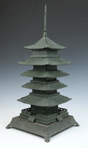 Massive Japanese Old Vintage Iron Figure Five Storied Pagoda 五重塔 Tsushima