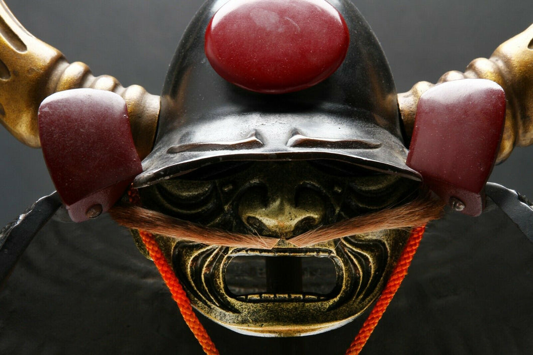 Old Vintage Japanese Samurai Helmet -Kuroda Nagamasa- with a mask Rare 黒田長政