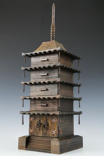 Japanese Vintage Wooden Five Storied Pagoda -accessory case- 五重塔