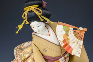 Beautiful Japanese Geisha Doll -Traditiaonl Fan- Sukiyo Doll Product 56cm Size