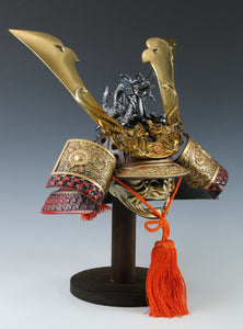 Massive Japanese Samurai Helmet -Great Dragon- with a mask Rare!!  源氏兜