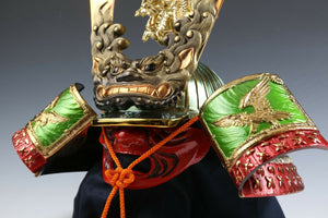 Nice Vintage Japanese Samurai Helmet -Dragon and Hawk Deco Kabuto with a mask-