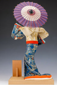 Japanese Vintage Beautiful Geisha Doll -Classic umbrella Style- Rare